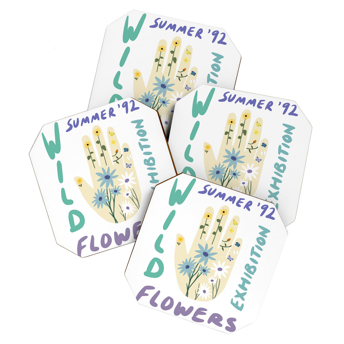 90s Wild Flowers Exhibition Poster Coaster