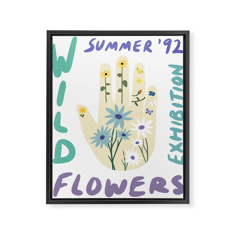 90s Wild Flowers Exhibition Poster Framed Canvas Print