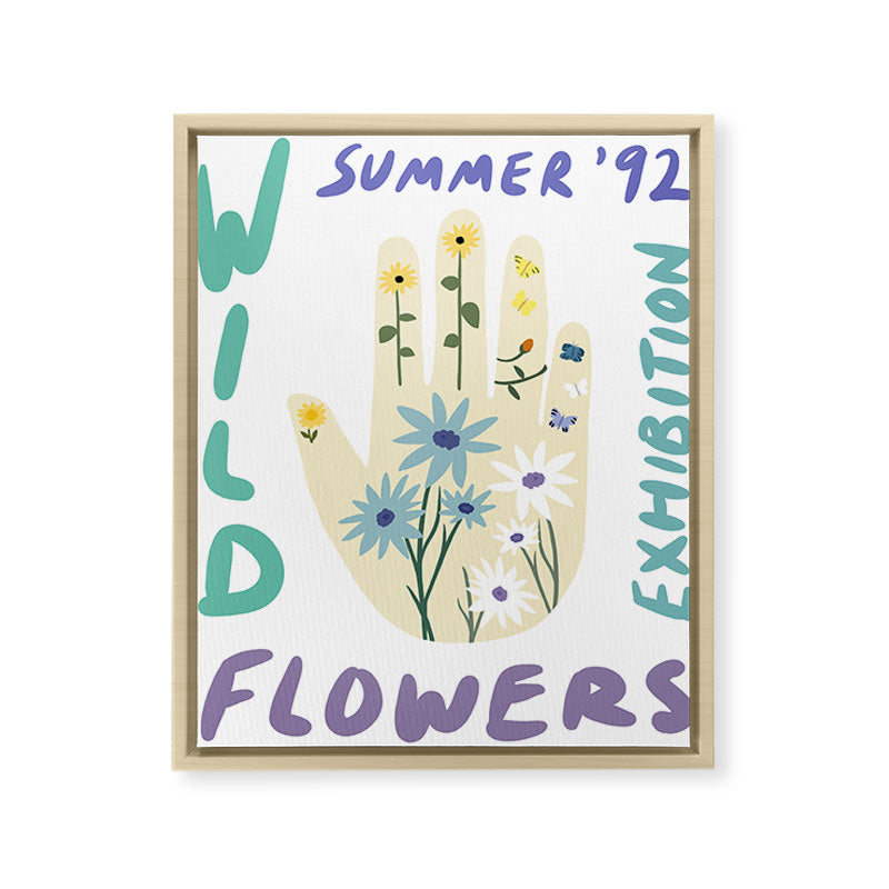 90s Wild Flowers Exhibition Poster Framed Canvas Print