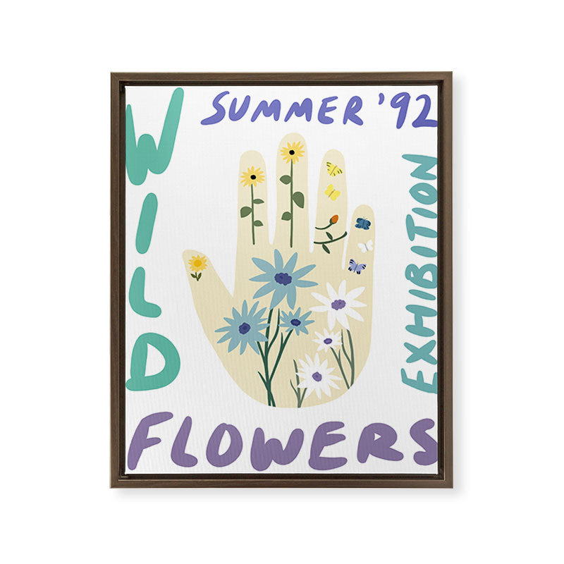 90s Wild Flowers Exhibition Poster Framed Canvas Print