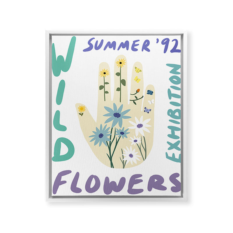 90s Wild Flowers Exhibition Poster Framed Canvas Print
