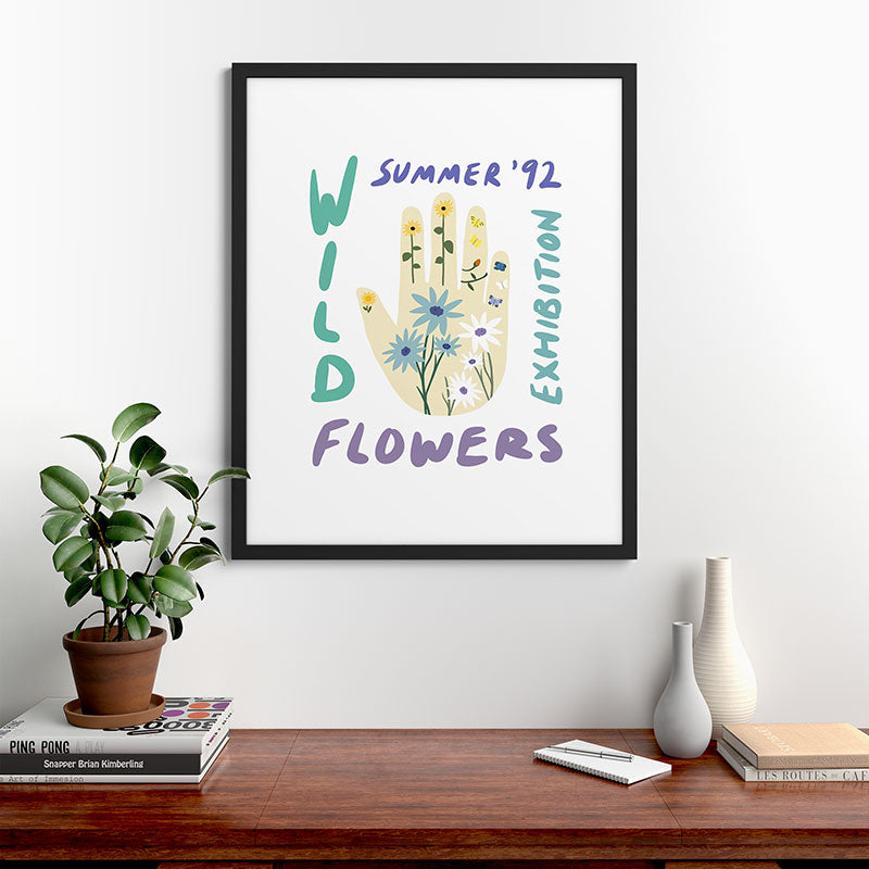 90s Wild Flowers Exhibition Poster Framed Art Print