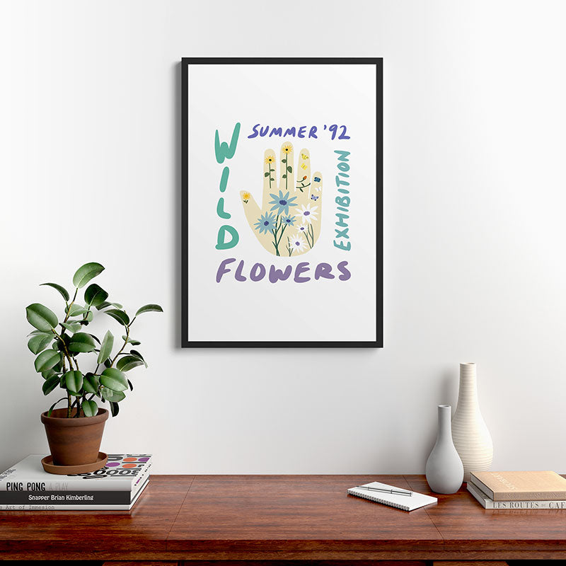 90s Wild Flowers Exhibition Poster Framed Art Print