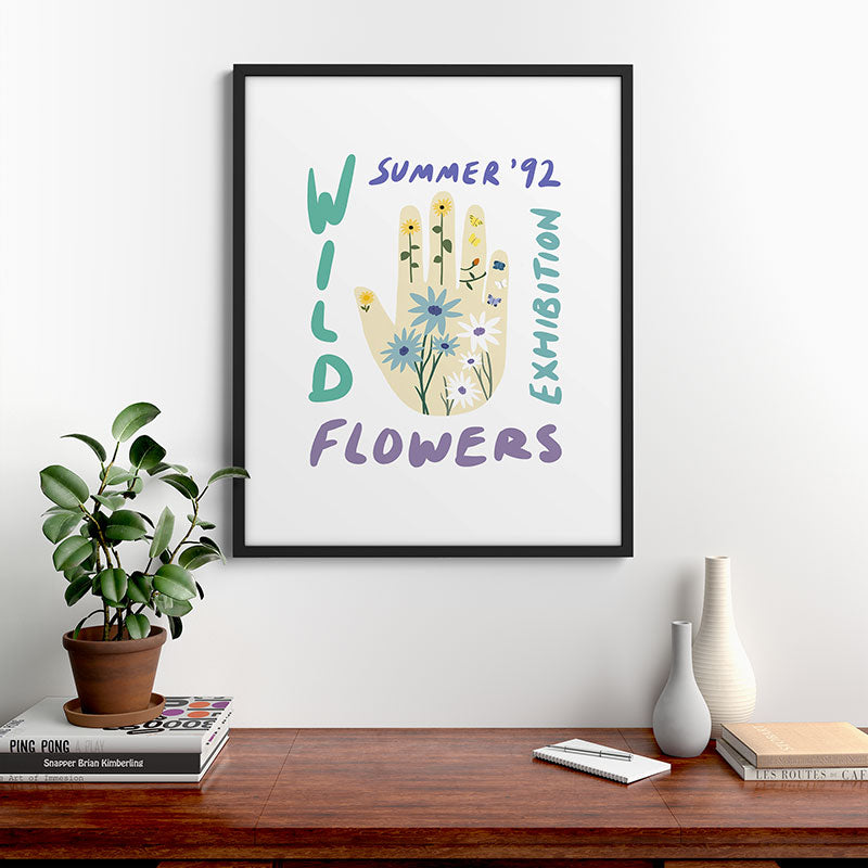 90s Wild Flowers Exhibition Poster Framed Art Print