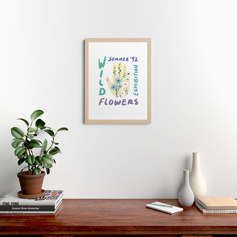 90s Wild Flowers Exhibition Poster Framed Art Print