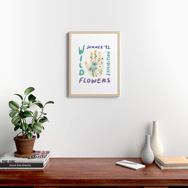 90s Wild Flowers Exhibition Poster Framed Art Print