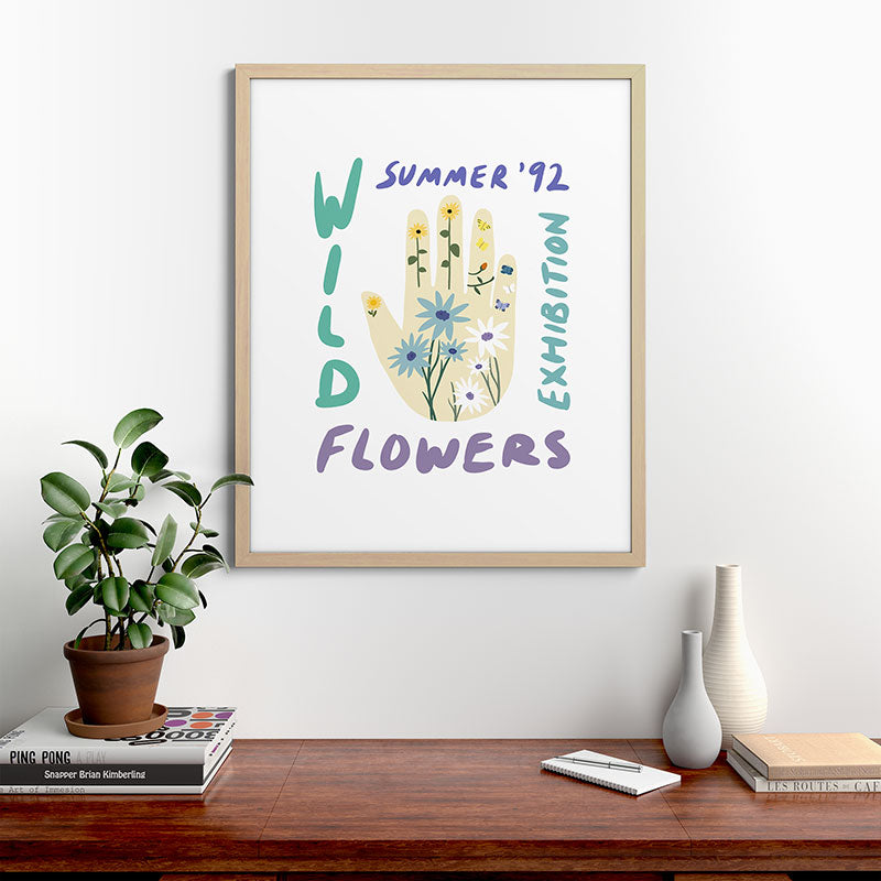 90s Wild Flowers Exhibition Poster Framed Art Print