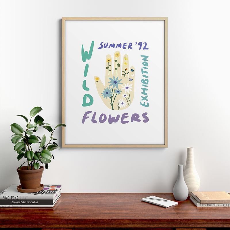 90s Wild Flowers Exhibition Poster Framed Art Print