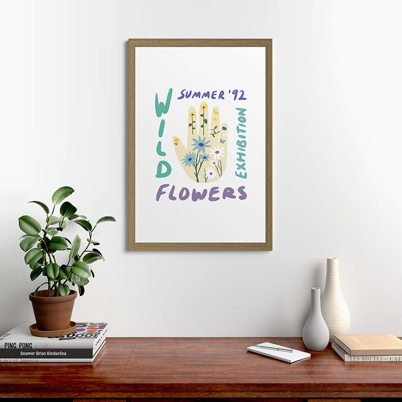 90s Wild Flowers Exhibition Poster Framed Art Print