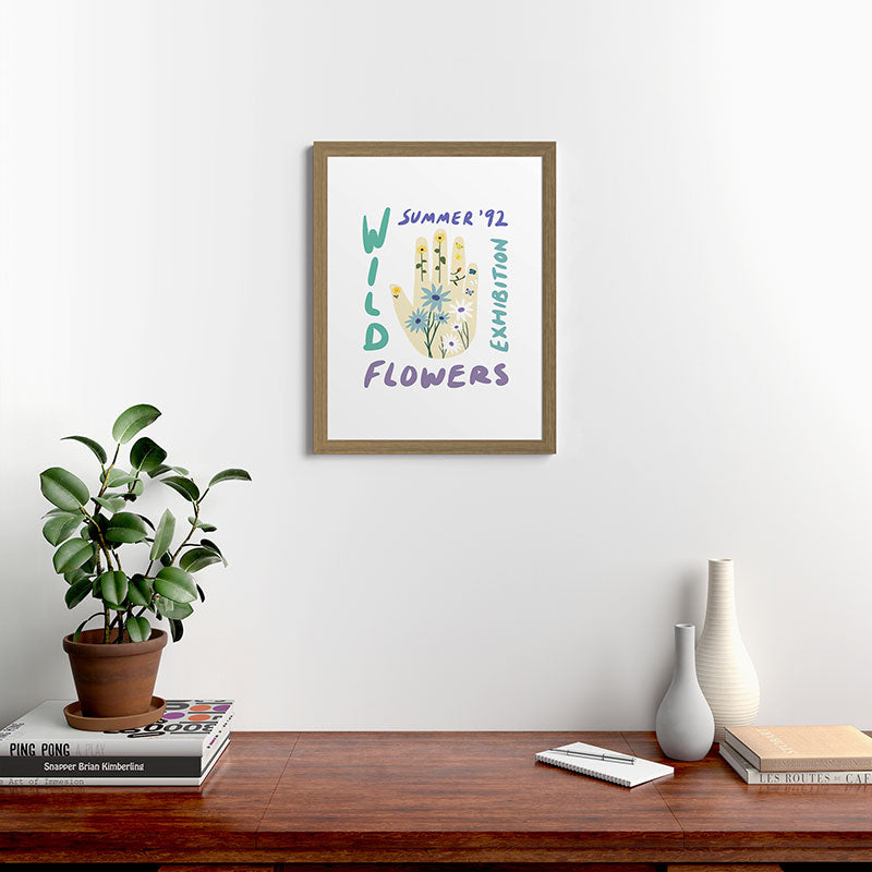 90s Wild Flowers Exhibition Poster Framed Art Print