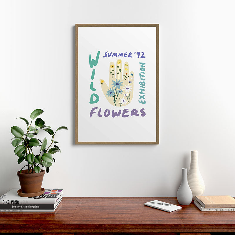 90s Wild Flowers Exhibition Poster Framed Art Print