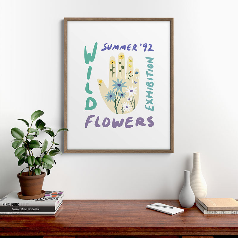 90s Wild Flowers Exhibition Poster Framed Art Print