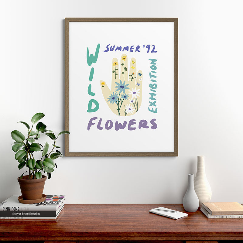 90s Wild Flowers Exhibition Poster Framed Art Print