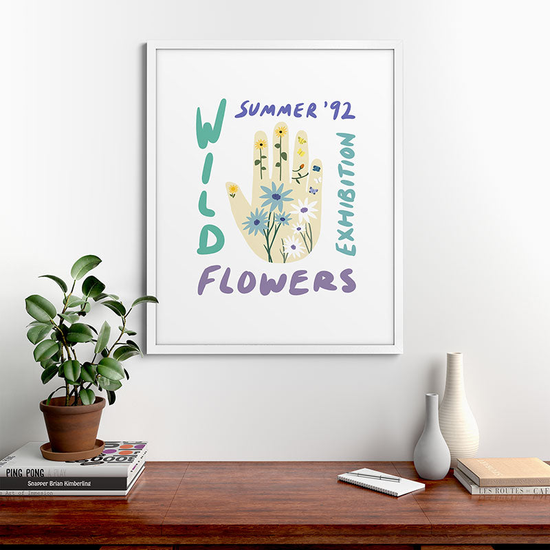 90s Wild Flowers Exhibition Poster Framed Art Print