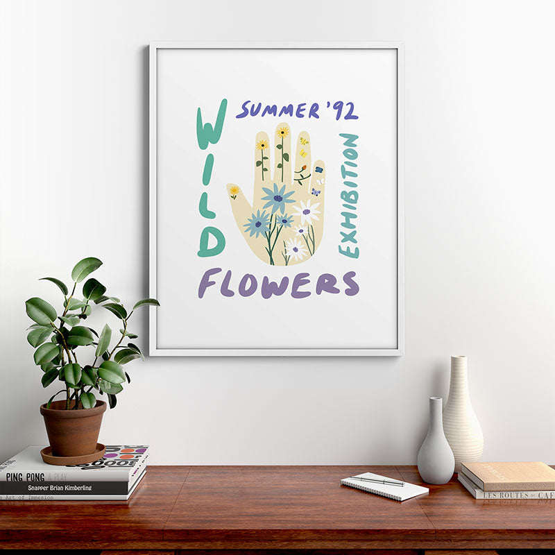 90s Wild Flowers Exhibition Poster Framed Art Print