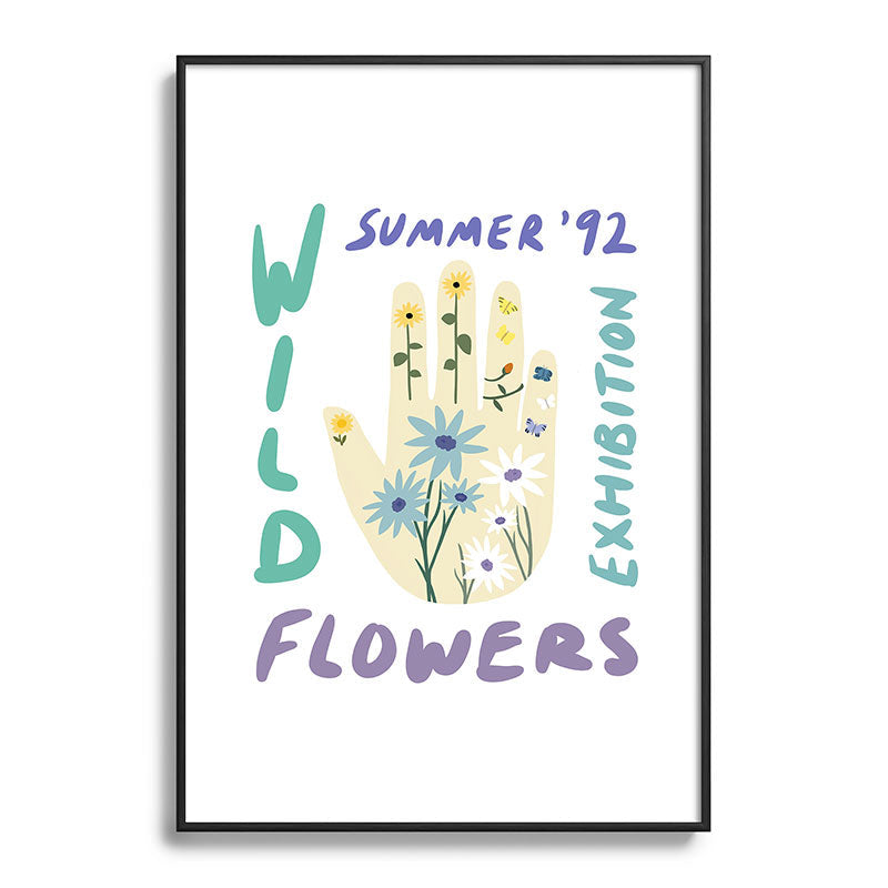 90s Wild Flowers Exhibition Poster Framed Art Print