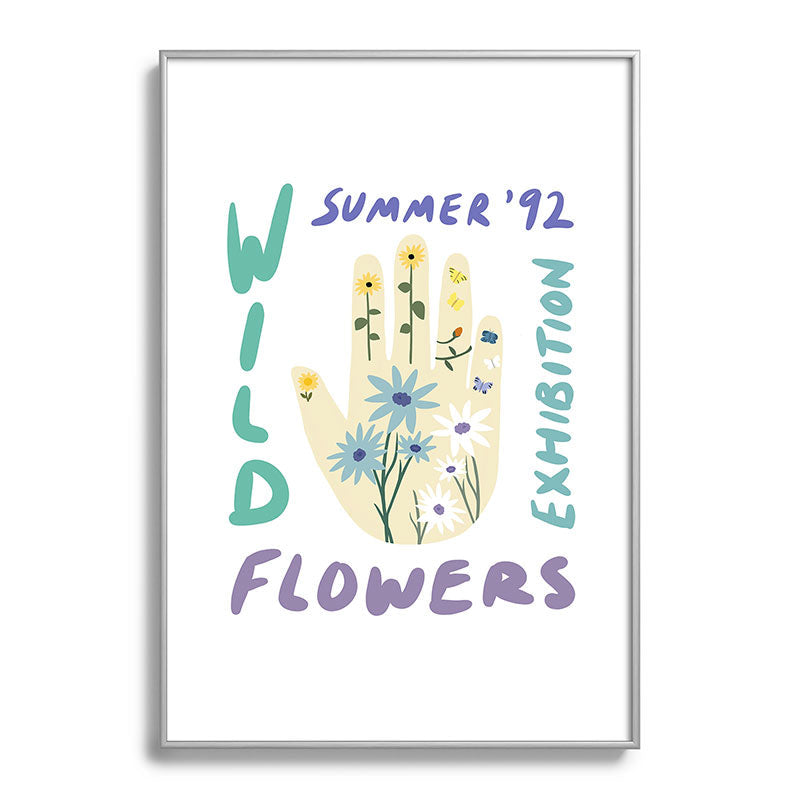 90s Wild Flowers Exhibition Poster Framed Art Print