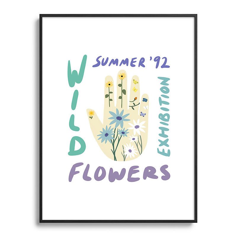 90s Wild Flowers Exhibition Poster Framed Art Print