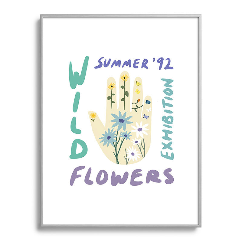 90s Wild Flowers Exhibition Poster Framed Art Print