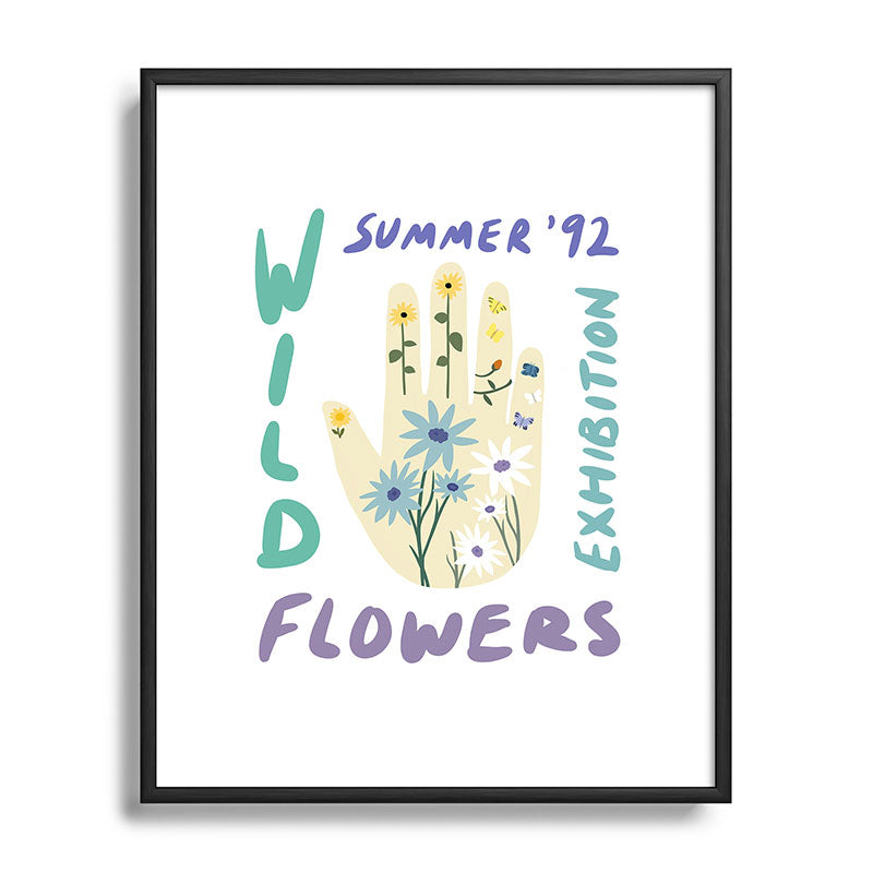 90s Wild Flowers Exhibition Poster Framed Art Print