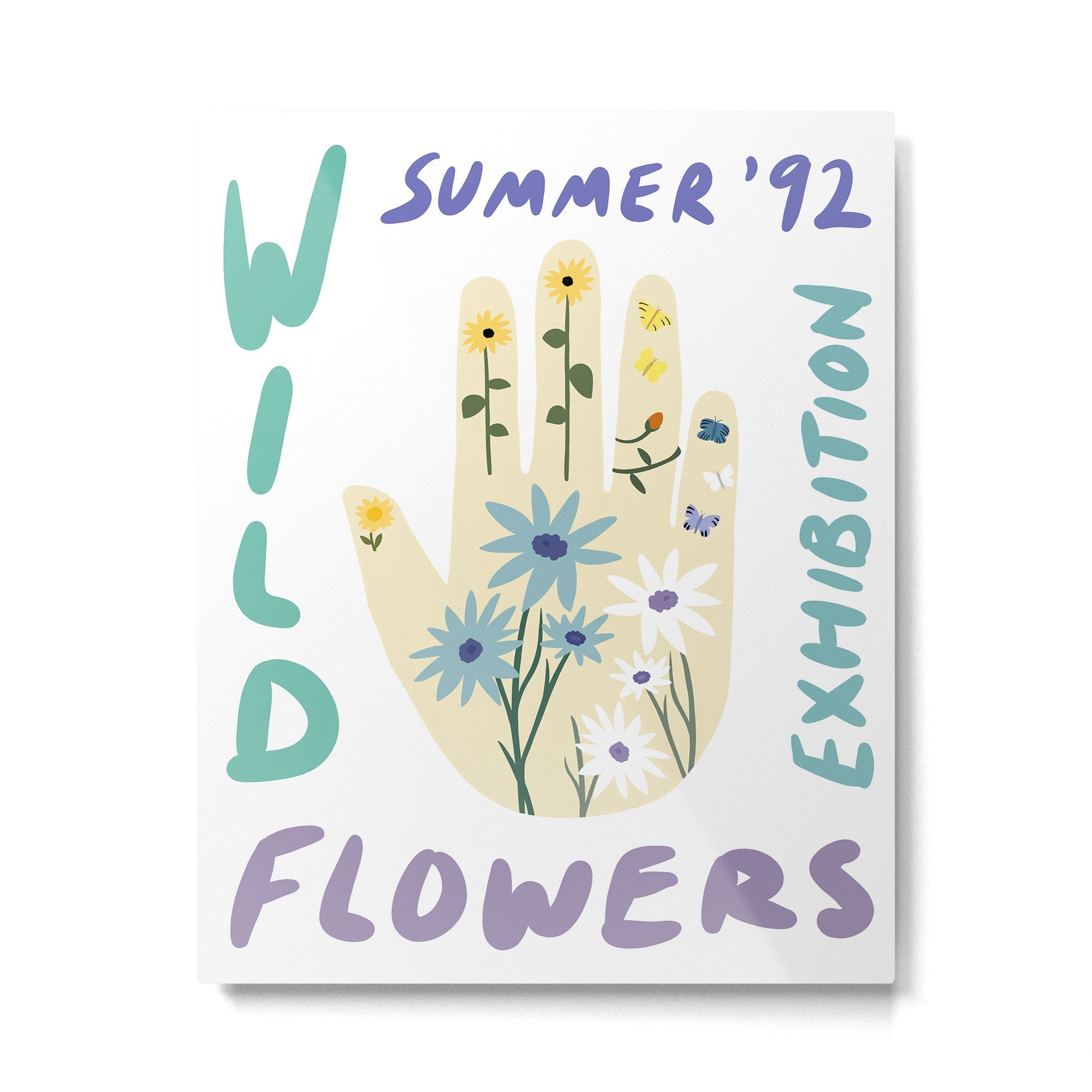 90s Wild Flowers Exhibition Poster Metal Print