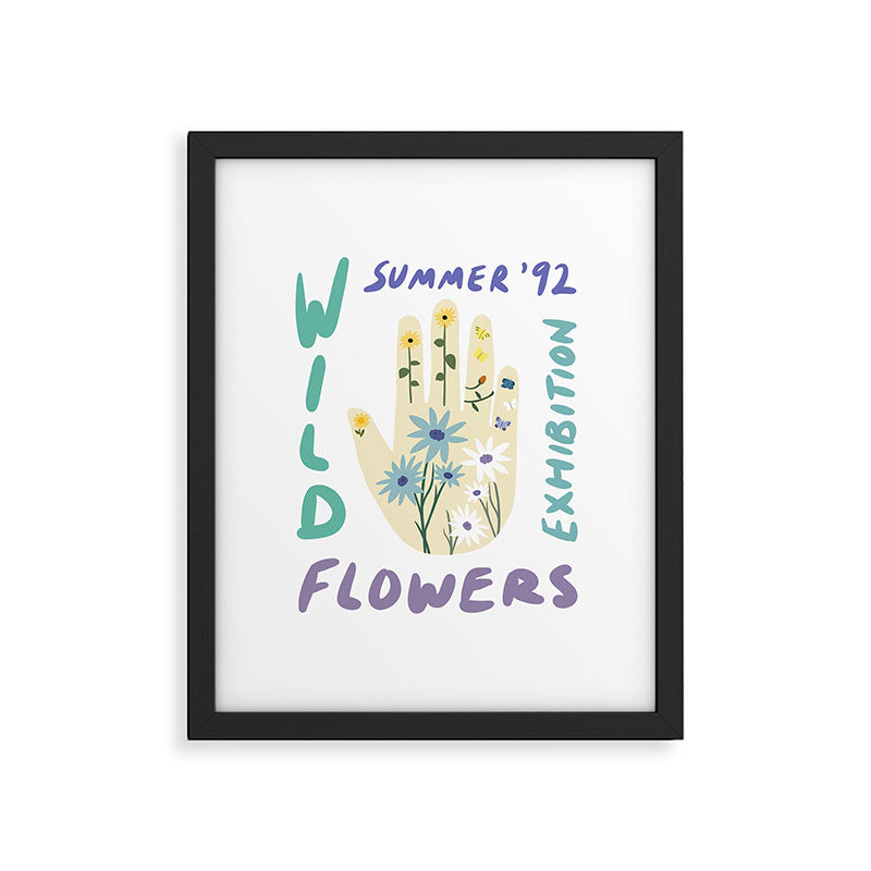 90s Wild Flowers Exhibition Poster Framed Art Print