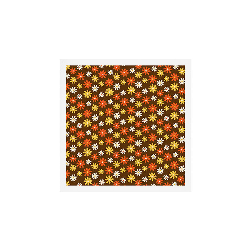 1970s flowers brown and orange Art Print