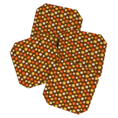 1970s flowers brown and orange Coaster