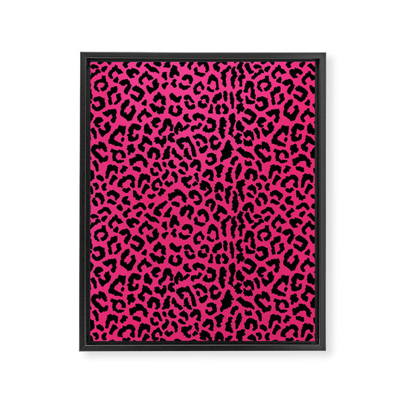2000s leopard-black on hot pink Framed Canvas Print