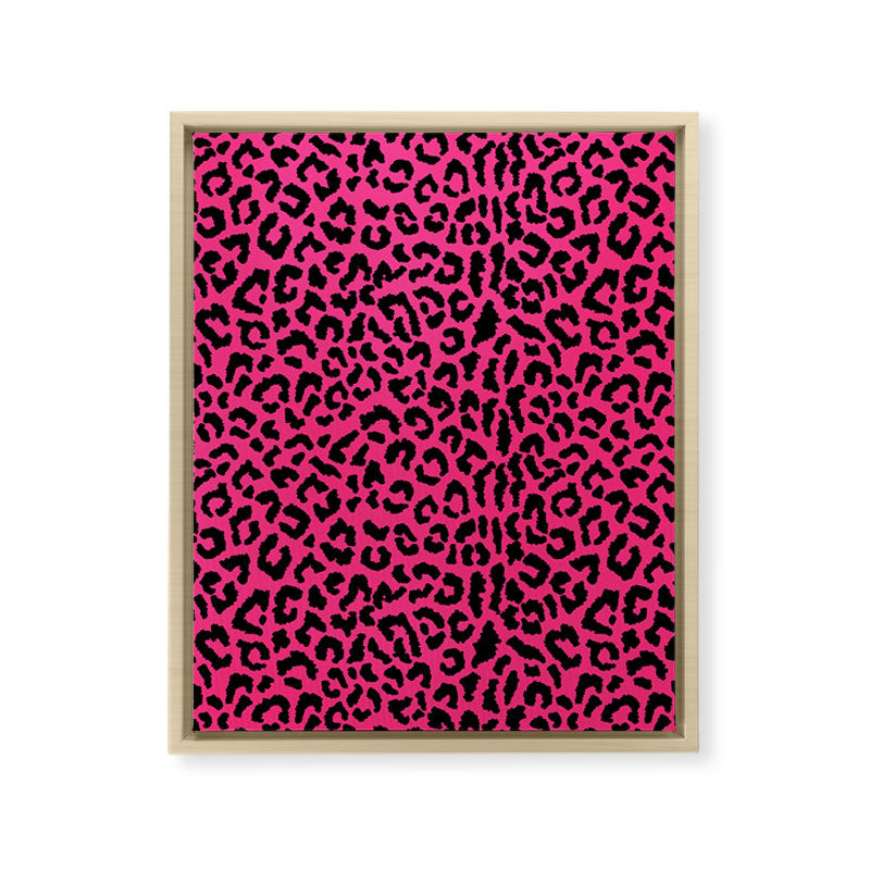 2000s leopard-black on hot pink Framed Canvas Print