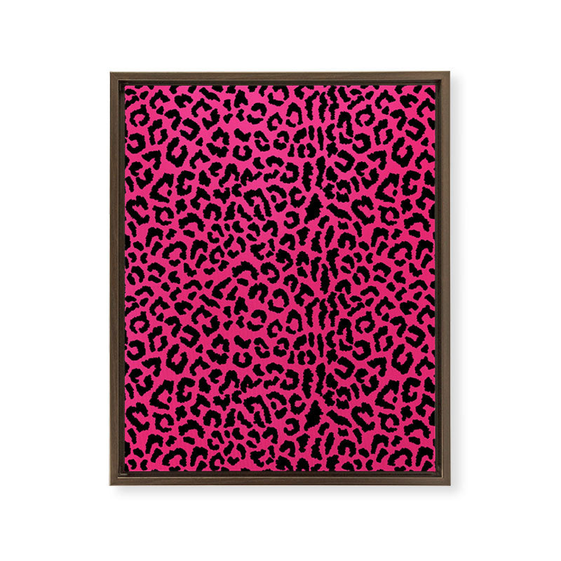 2000s leopard-black on hot pink Framed Canvas Print
