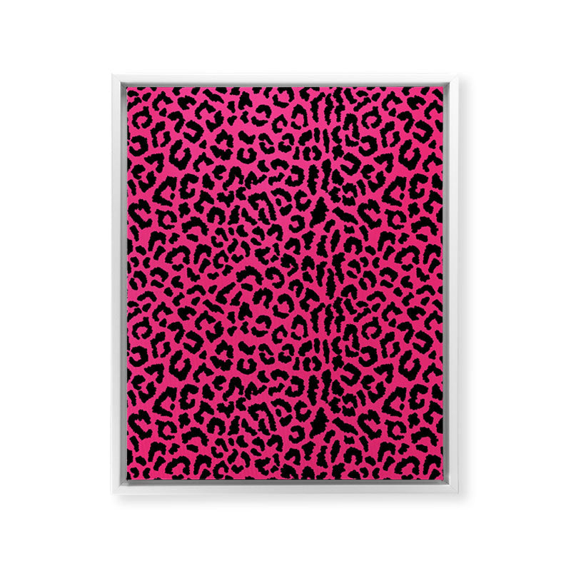 2000s leopard-black on hot pink Framed Canvas Print