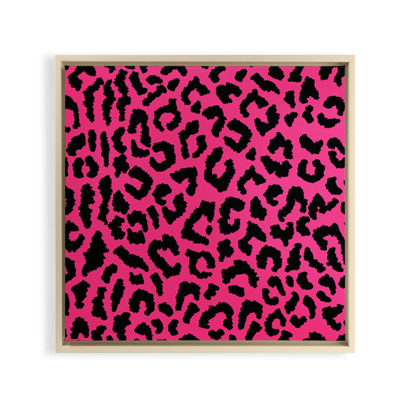 2000s leopard-black on hot pink Framed Canvas Print
