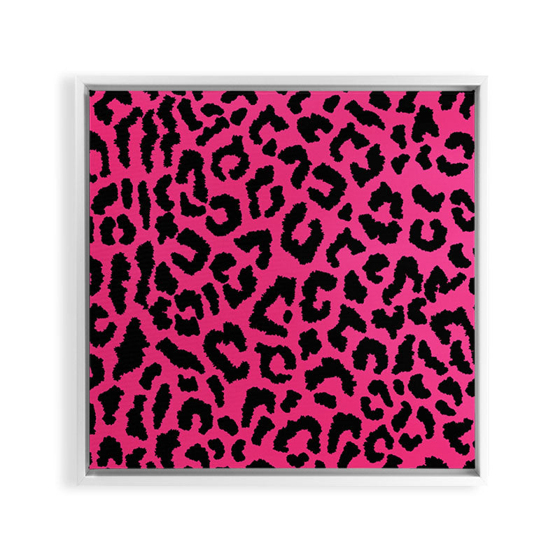 2000s leopard-black on hot pink Framed Canvas Print
