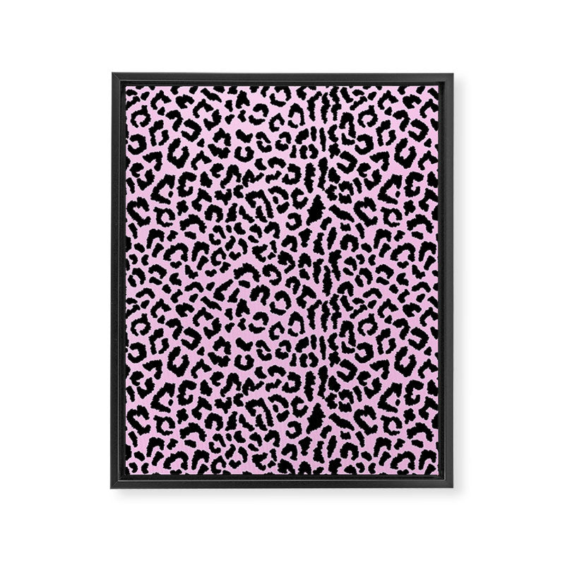 2000s leopard-black on palest pink Framed Canvas Print