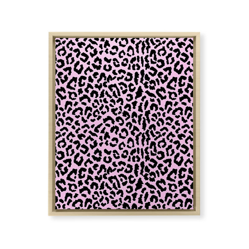 2000s leopard-black on palest pink Framed Canvas Print