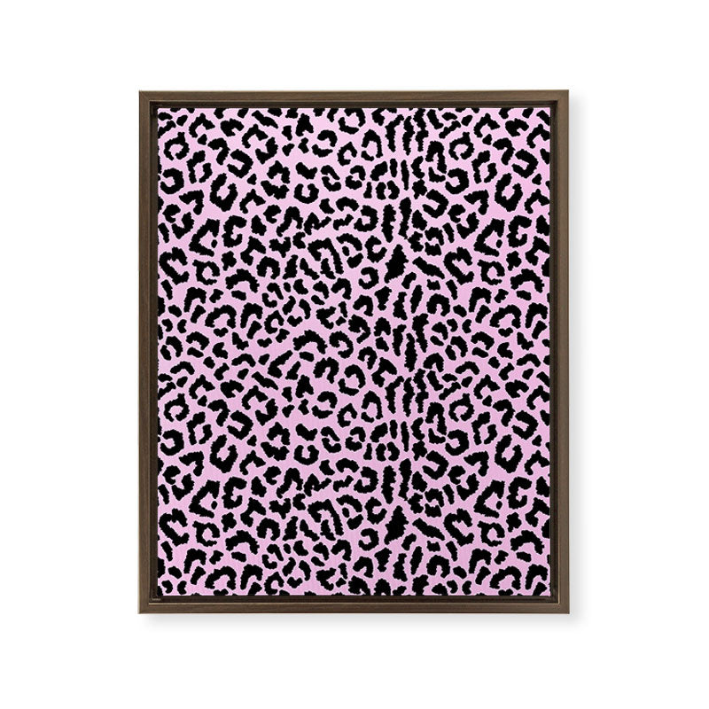 2000s leopard-black on palest pink Framed Canvas Print