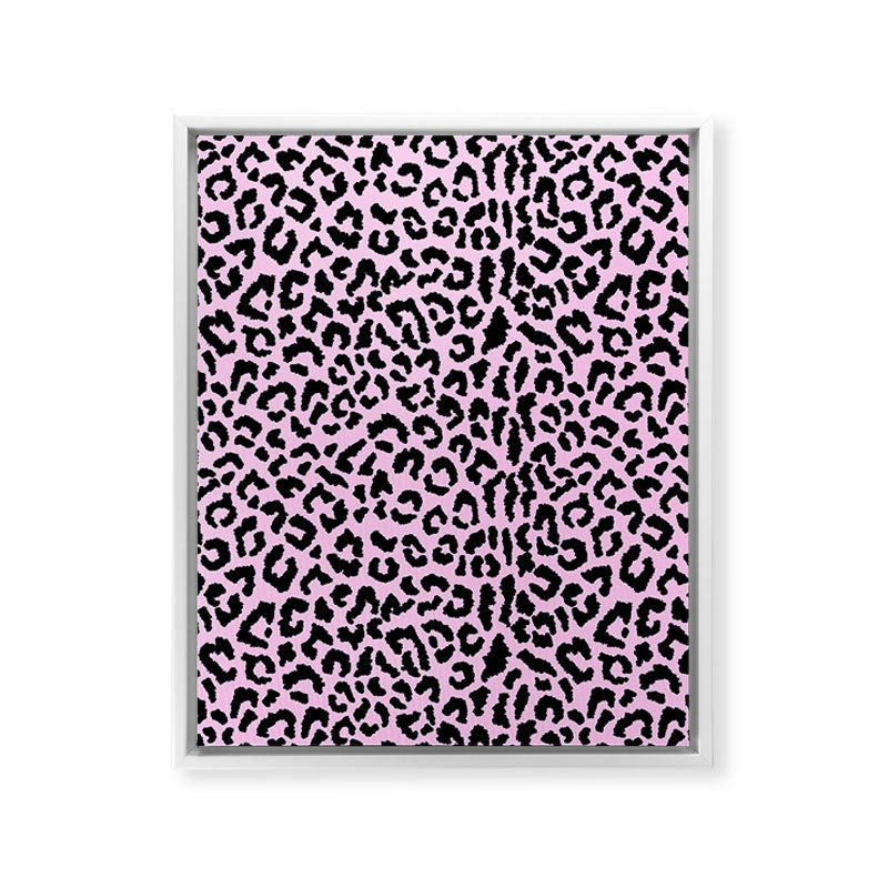 2000s leopard-black on palest pink Framed Canvas Print