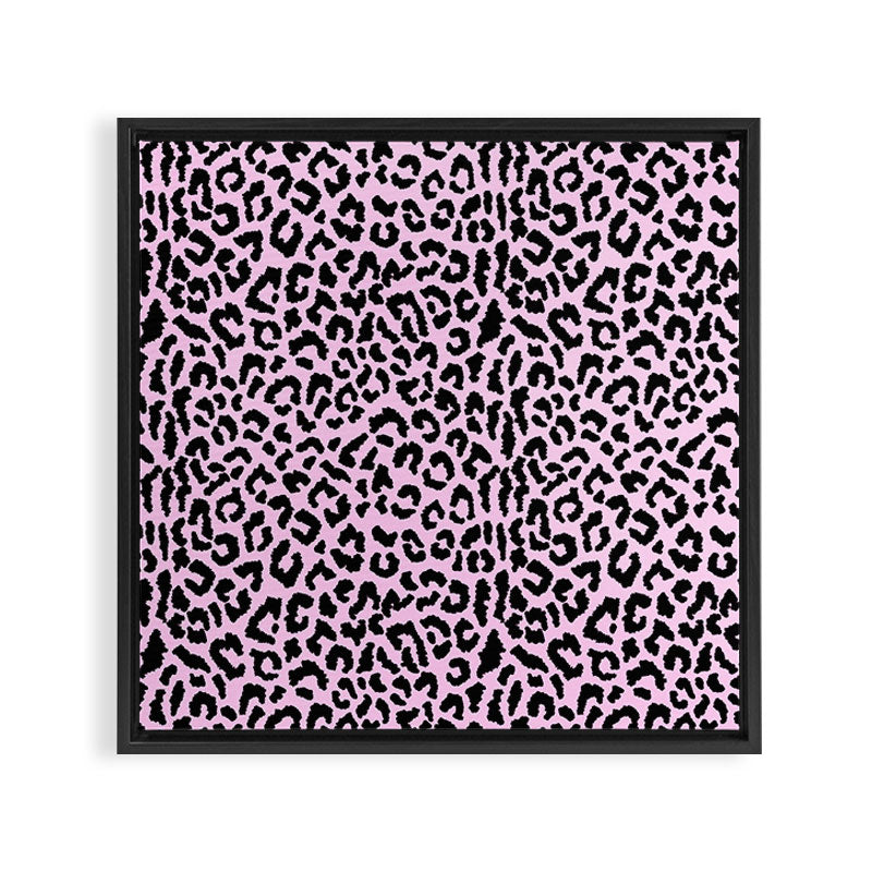 2000s leopard-black on palest pink Framed Canvas Print