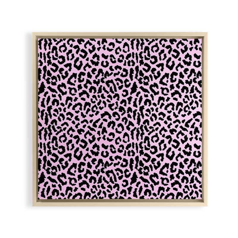 2000s leopard-black on palest pink Framed Canvas Print