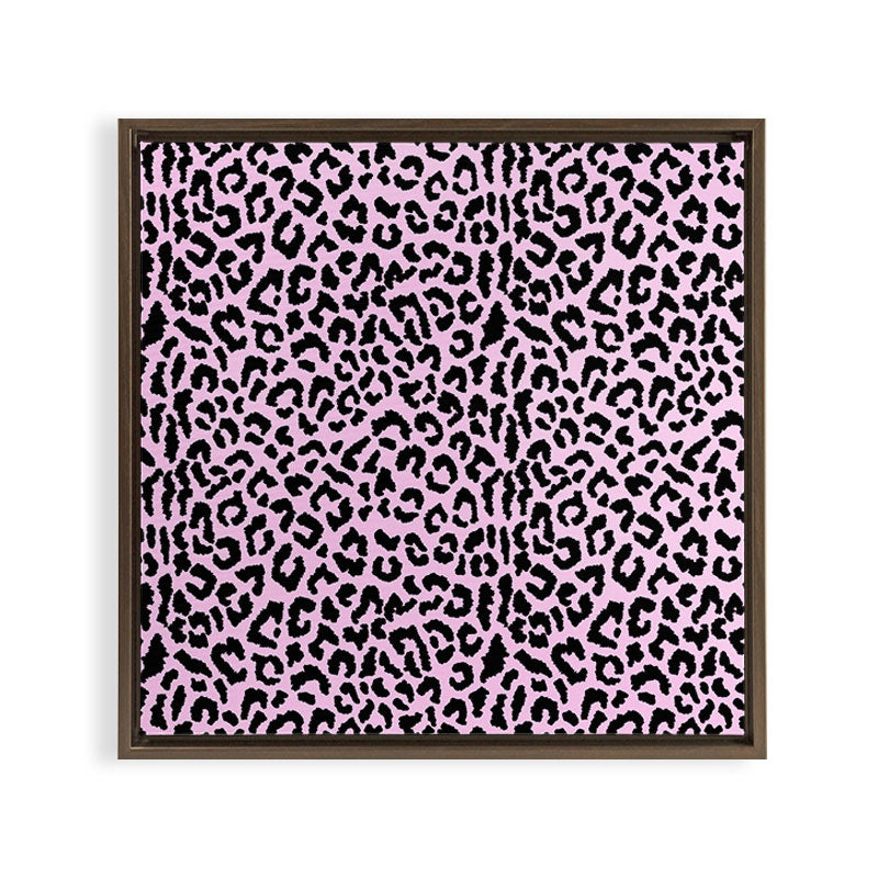 2000s leopard-black on palest pink Framed Canvas Print