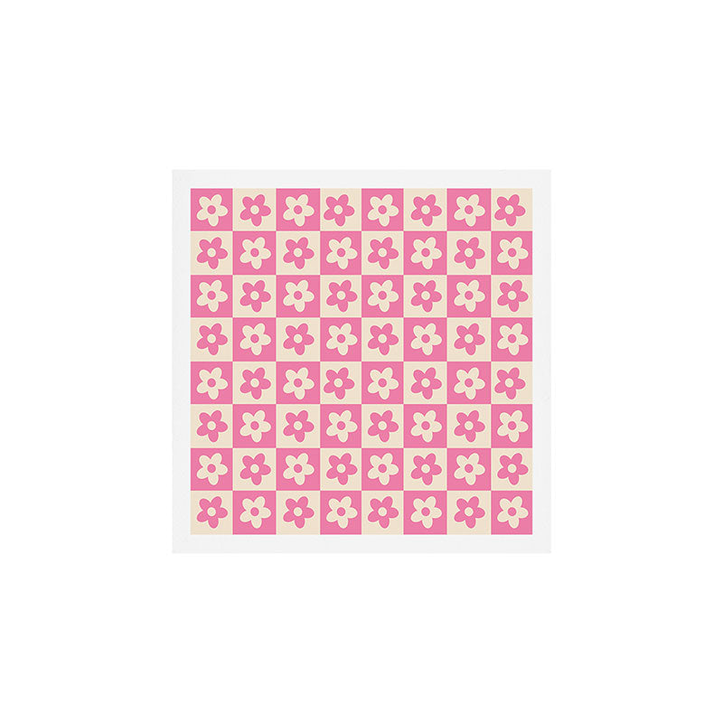 90s checkers flowers cream and pink Art Print