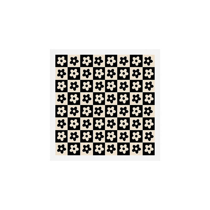 90s flowers checkers cream and black Art Print