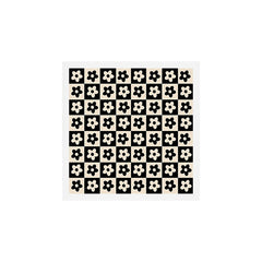 90s flowers checkers cream and black Art Print