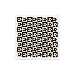 90s flowers checkers cream and black Art Print
