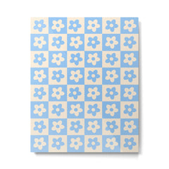 90s flowers checkers cream and blue Metal Print