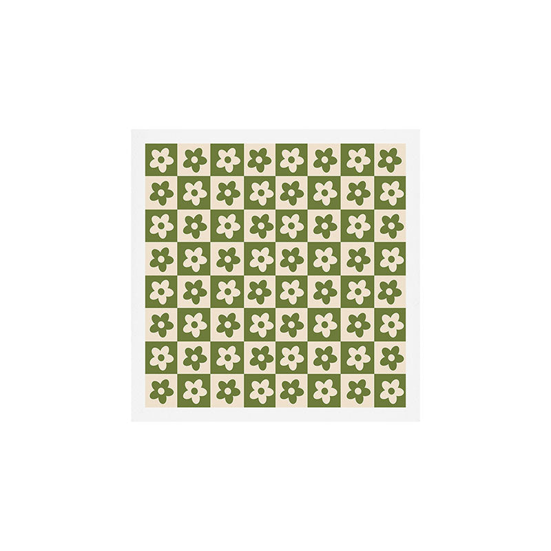 90s flowers checkers cream and green Art Print