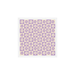 90s flowers checkers cream and lilac Art Print