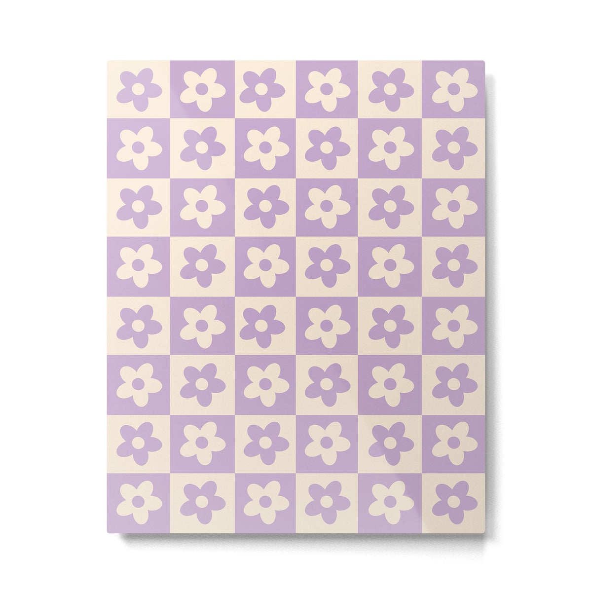 90s flowers checkers cream and lilac Metal Print