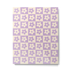 90s flowers checkers cream and lilac Metal Print